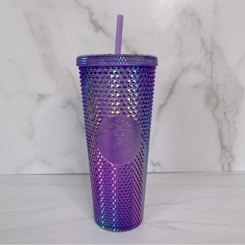 Starbucks Summer 2022 Purple Oil Slick Studded Cold Cup Venti Tumbler 24 Oz NWT